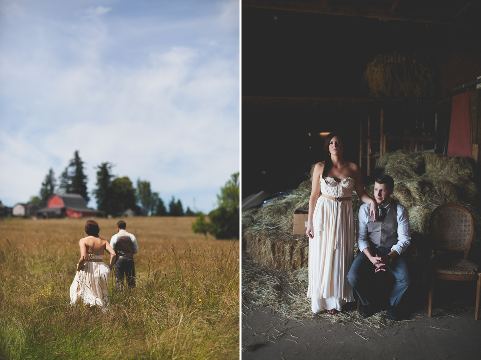 farm wedding in washington, creative wedding portraits